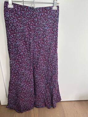 Whistles Purple Floral Maxi Skirt with Blue Accents